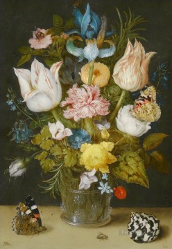 Ambrosius Bosschaert Painting - Bouquet of Flowers on a Ledge Ambrosius Bosschaert